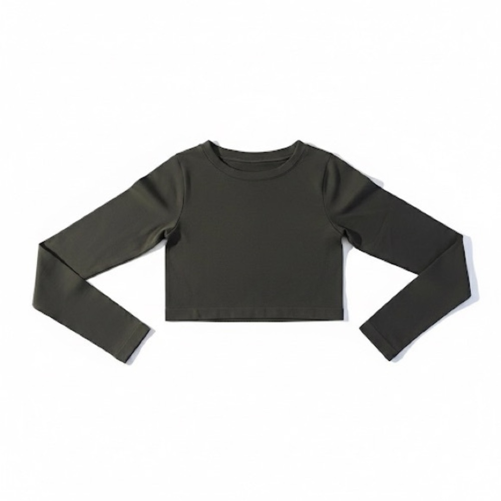 Popular 21 Seamless Long Sleeve Crop Top Steel Toe Green S/M NWT